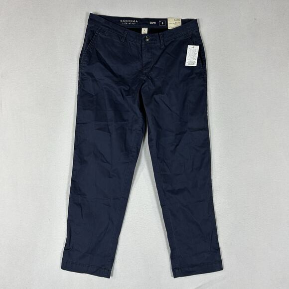 Sonoma NEW Life + Style Mid Rise Capri Pants Women's 6 Blue Chino Stretch NWT - Picture 1 of 15
